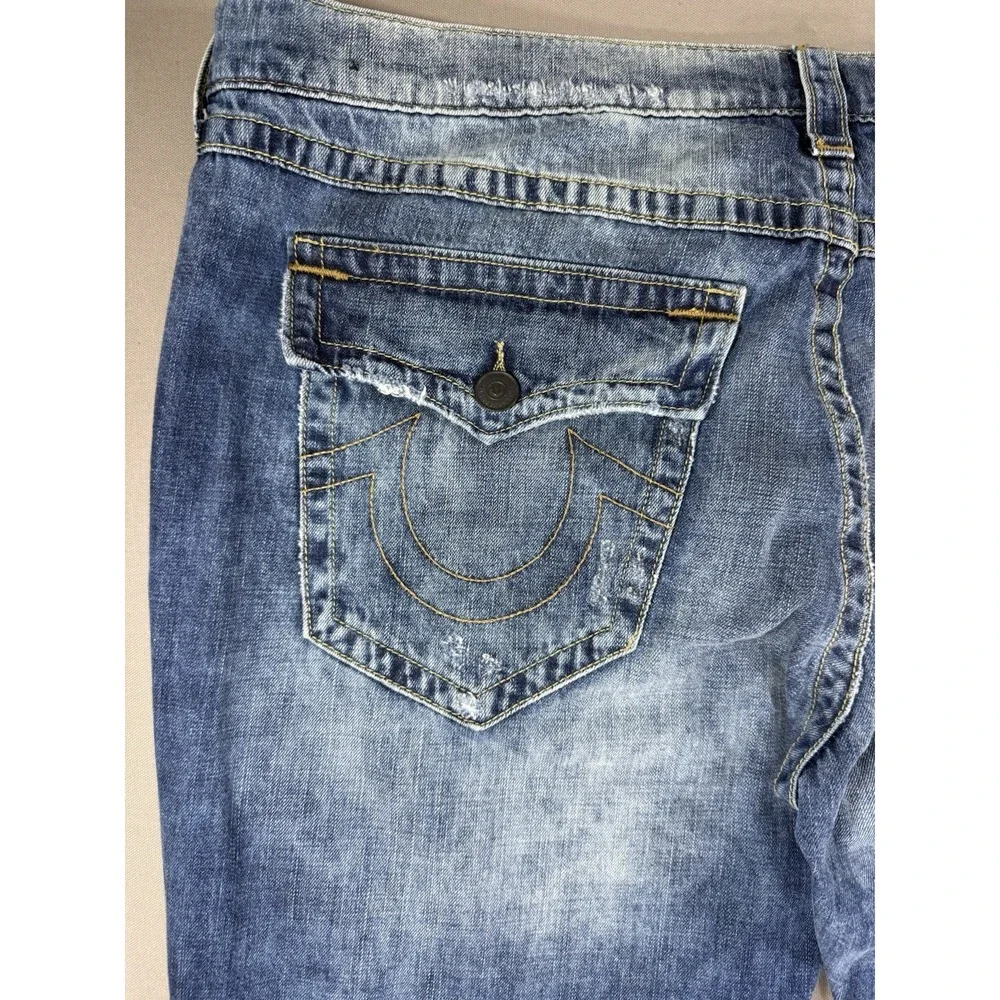 True Religion Jeans Mens 42 Ricky Flap SE Patchwork Distressed Straight